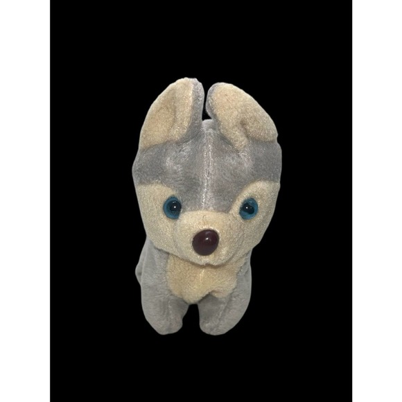 Flufff N Stuff Mushy The Puppy Blue Eyes  Dog Plush Husky Mini Beanie Toy Kid 6” - Picture 2 of 8